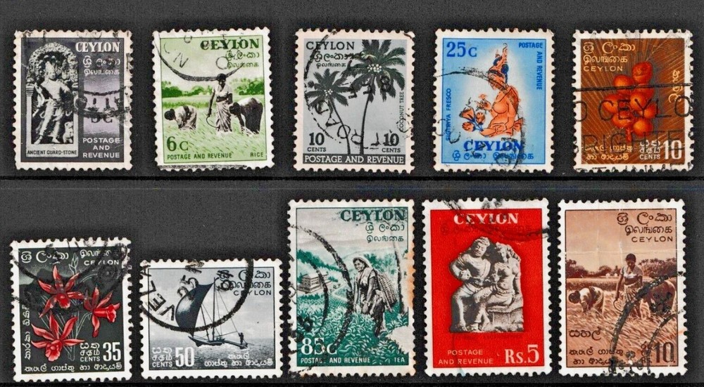 Ceylon 1951/4 Definitives 10 x Values Used