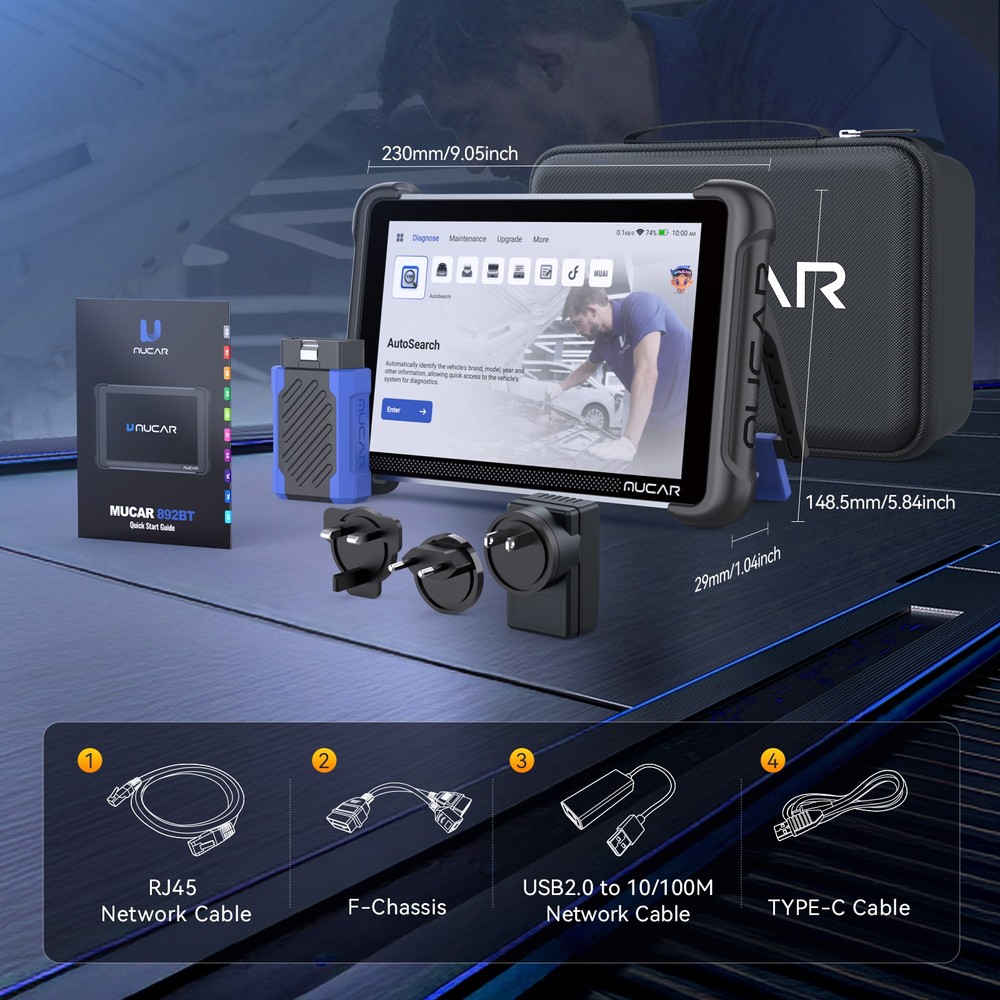 2026 MUCAR 892BT Full System Car Diagnostic OBD2 Scanner ECU Coding 35 Resets