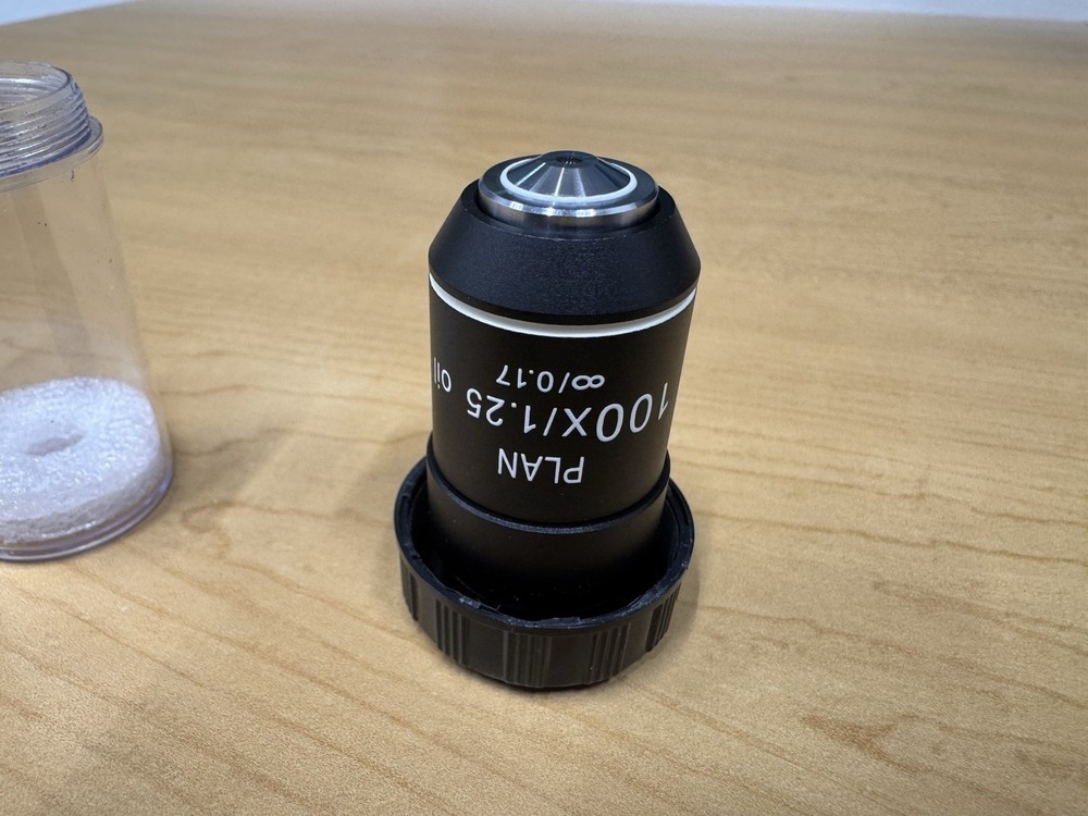 100X/1.25 Plan Objective Lens for Compound Microscopes (Oil, Spring) (New)