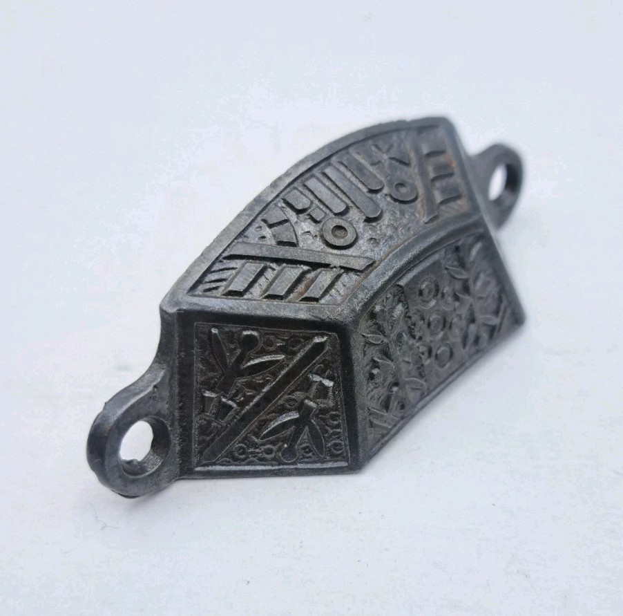 Antique Bin Pull Apothecary Drawer Pull Handle Old Vintage Cast Iron Hardware