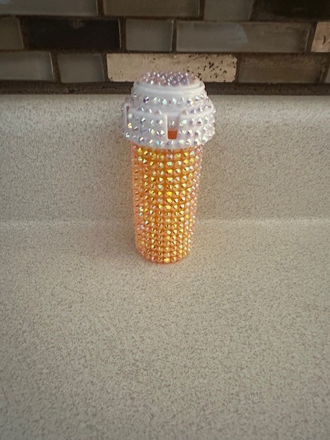 Rhinestone Bling Pill Bottle Container