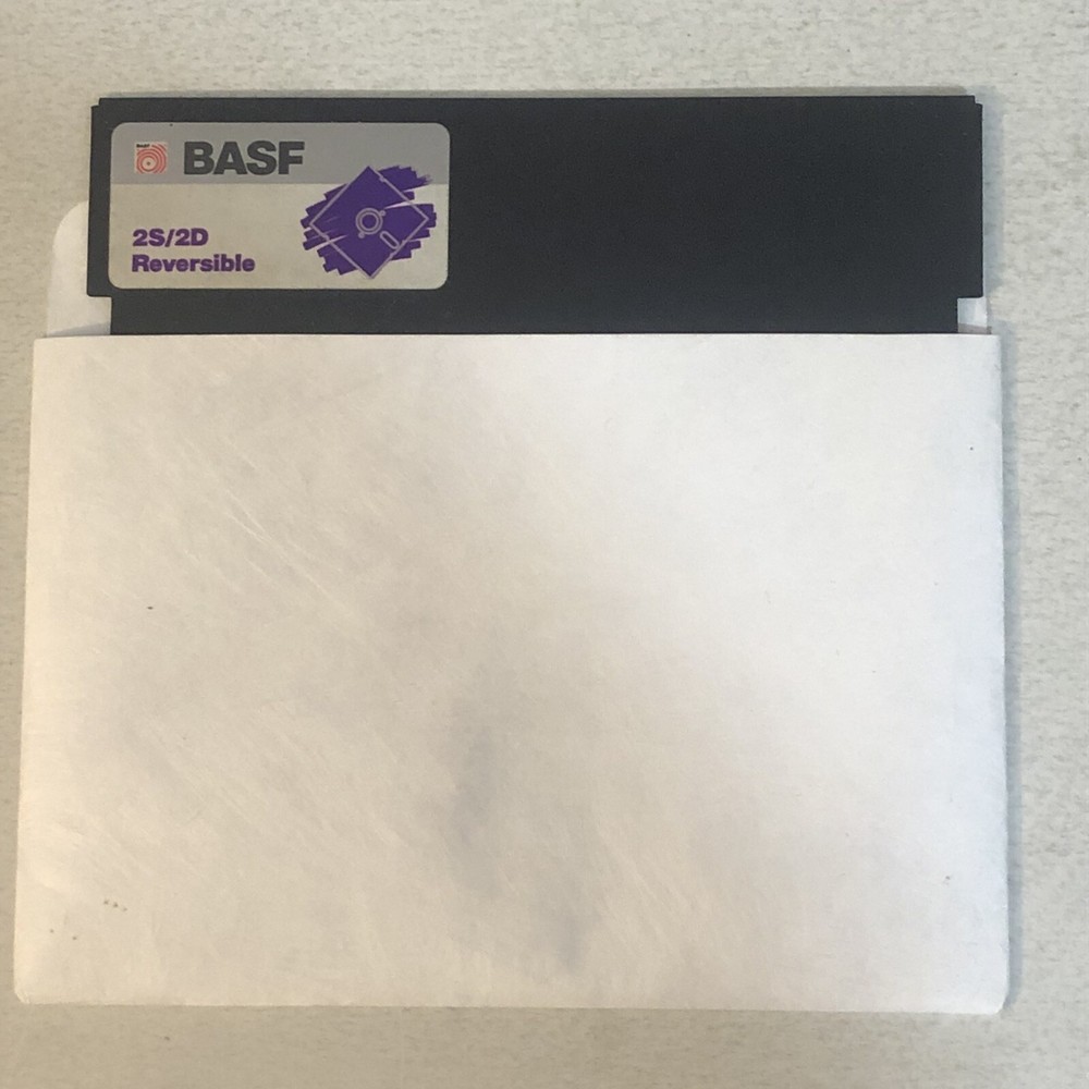 Vintage BASF 2S/2D Reversible Black Floppy Disk