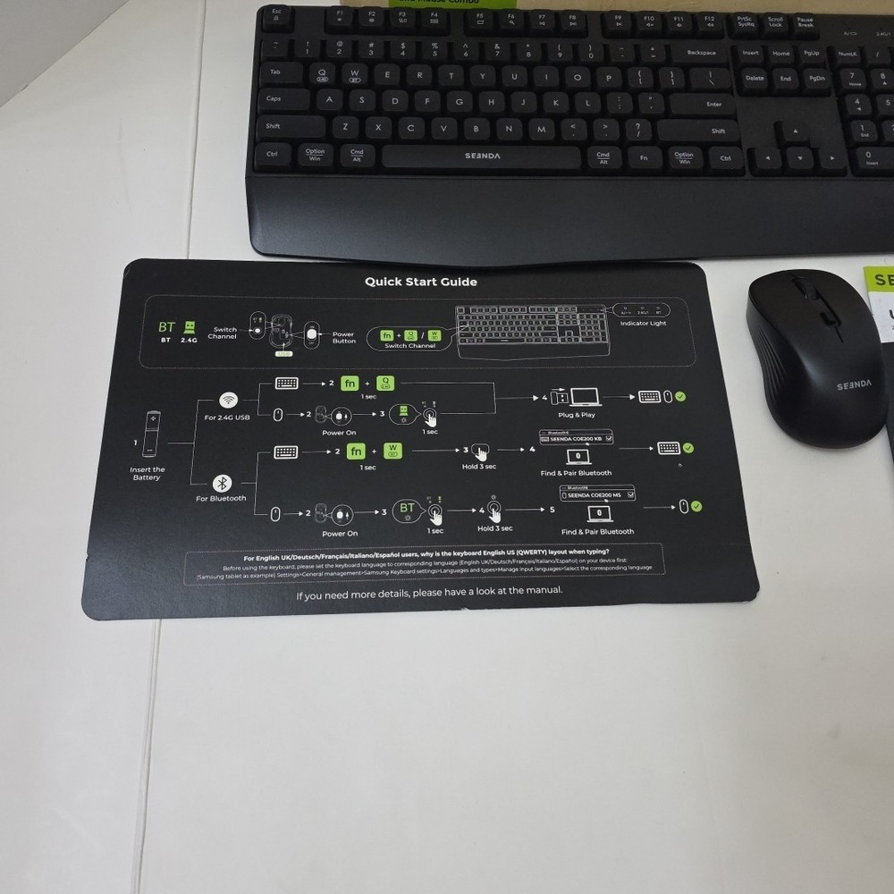 seenda Bluetooth Keyboard + Mouse, COE200 USB + Bluetooth Multi Device Ergonomic