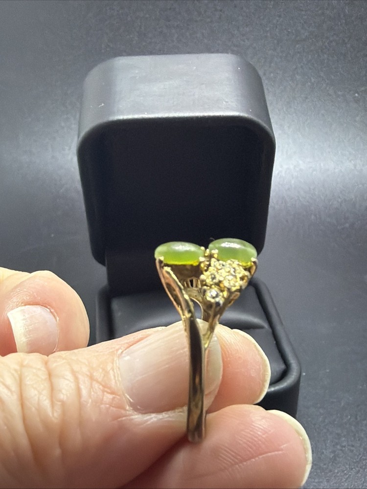 Vintage 16kt GP Jade Ring
