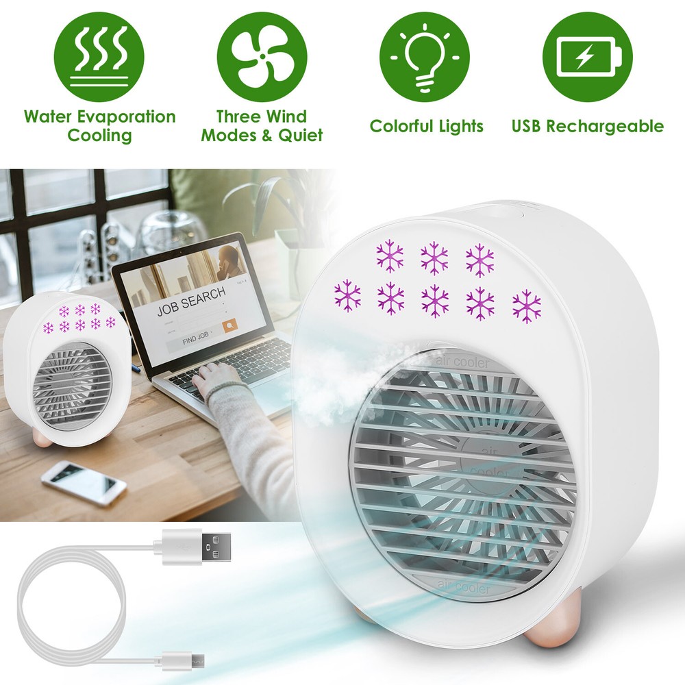 Mini Fan Desktop Air Conditioner Water Mist Cool Humidifier Fan Portable Fan