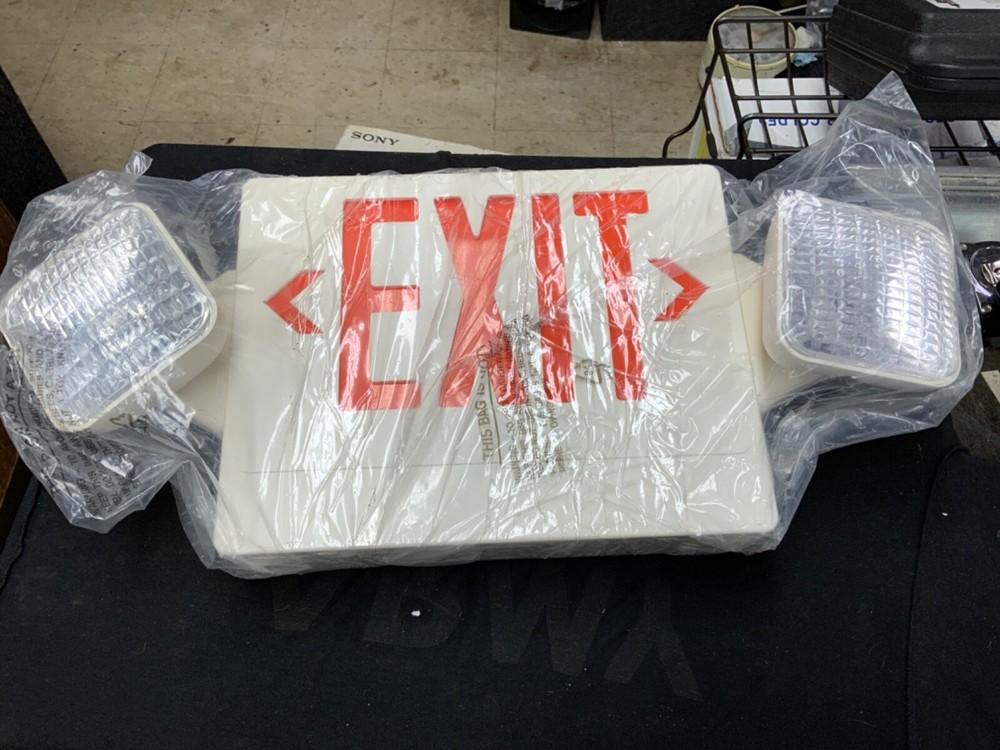 Exit Sign Emergency Light–Hi Output RED Compact Combo UL listed