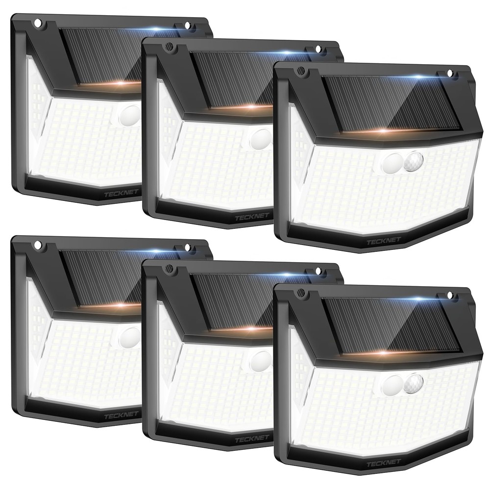 248 LED Outdoor Solar Lights & Motion Sensor 6 Pack, 300° Angle & 3 Lighting ...