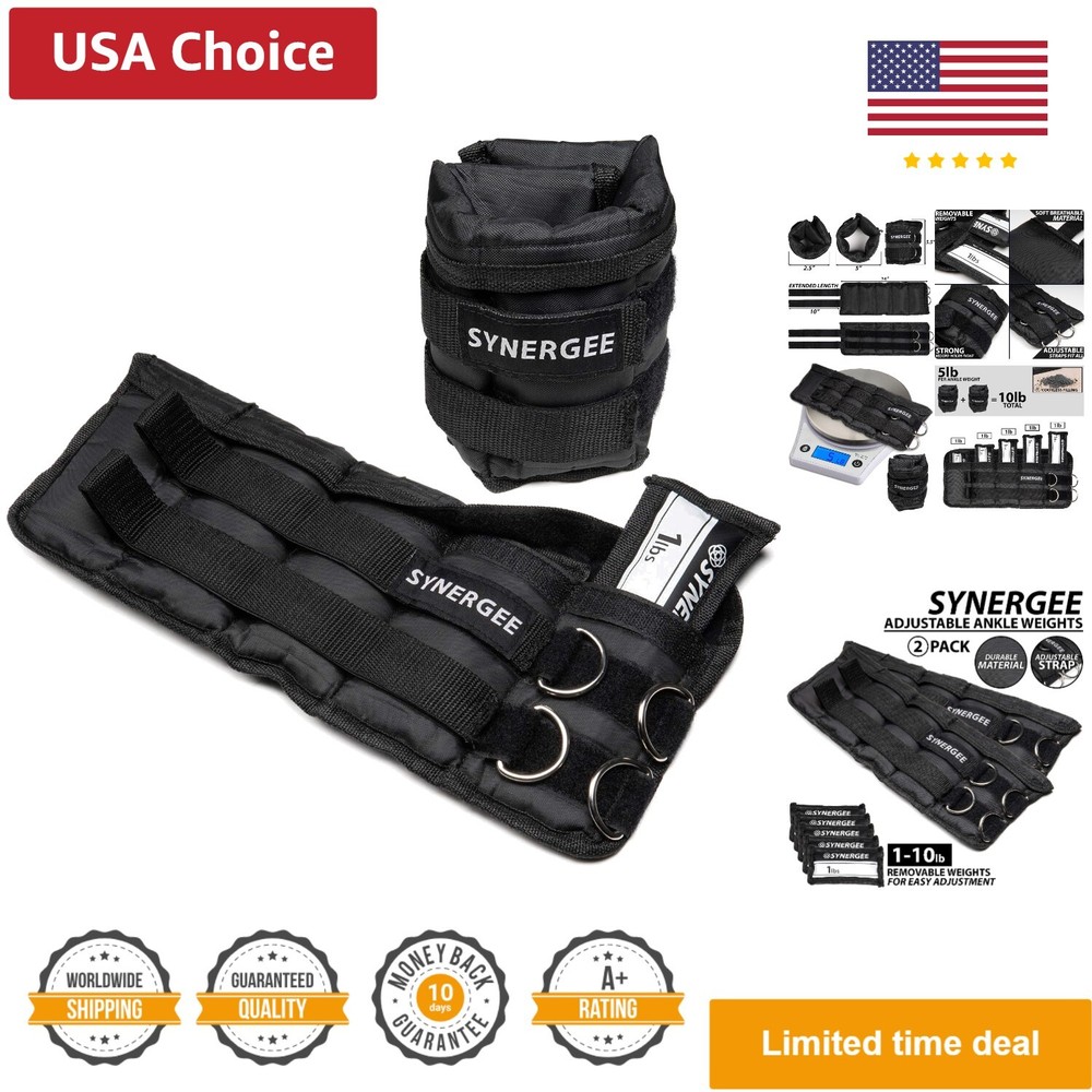 Comfort Fit Adjustable Ankle/Wrist Weights Set of 2. Available in 5lb, 10lb &...