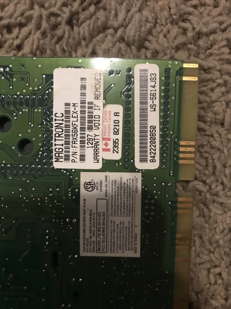 Atech ATS-127A Computer Modem Card Model FB WS-5614JS3 Untested