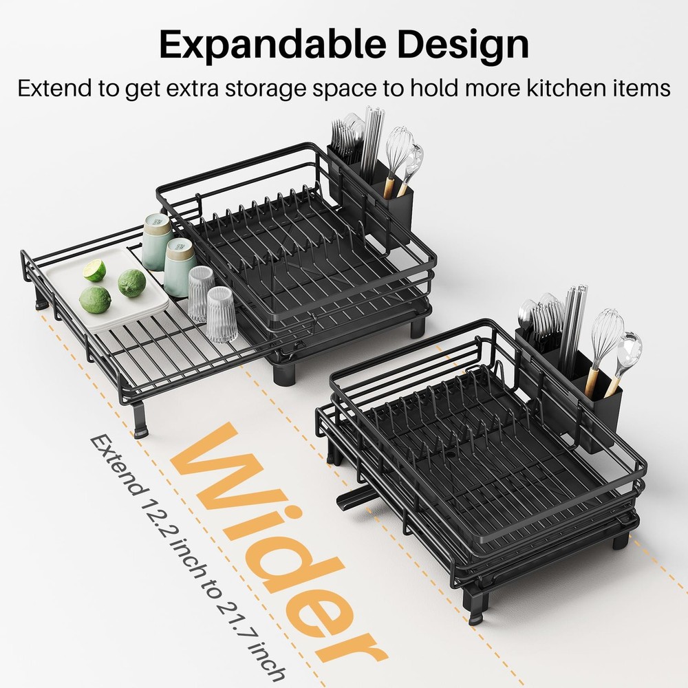Dish Drying Rack Extendable Dish Rack Large Sink Drying Dish Drainer For Kitchen
