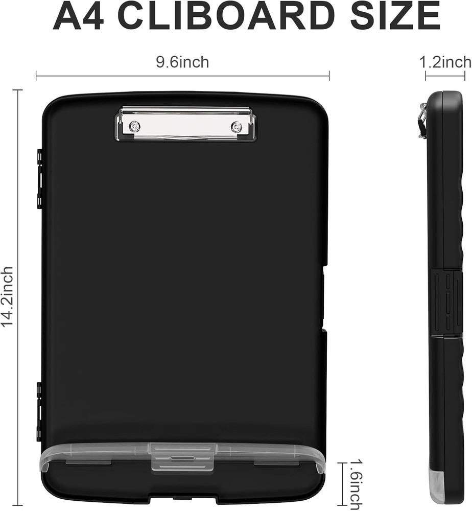 Plastic Clipboard with Storage, 8.5 x 11 Storage Organization Box Side-Opening,