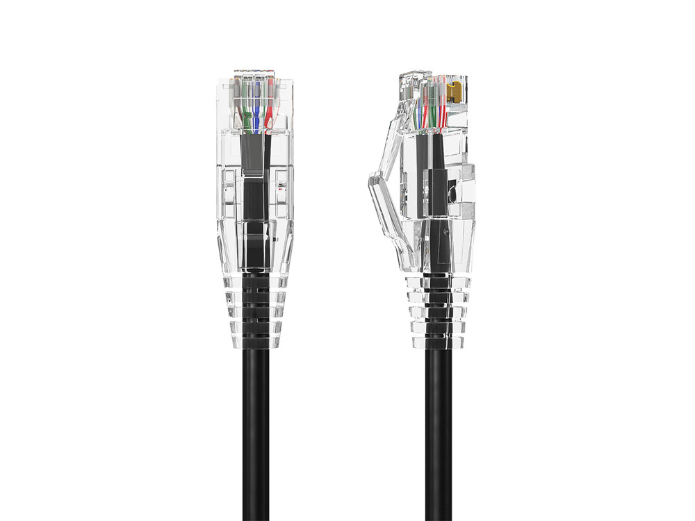 25ft Slim Cat6a 28AWG UTP Ethernet Network Patch Cable, Black