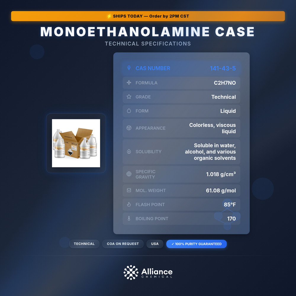Monoethanolamine (MEA) - 4 Gallon Case
