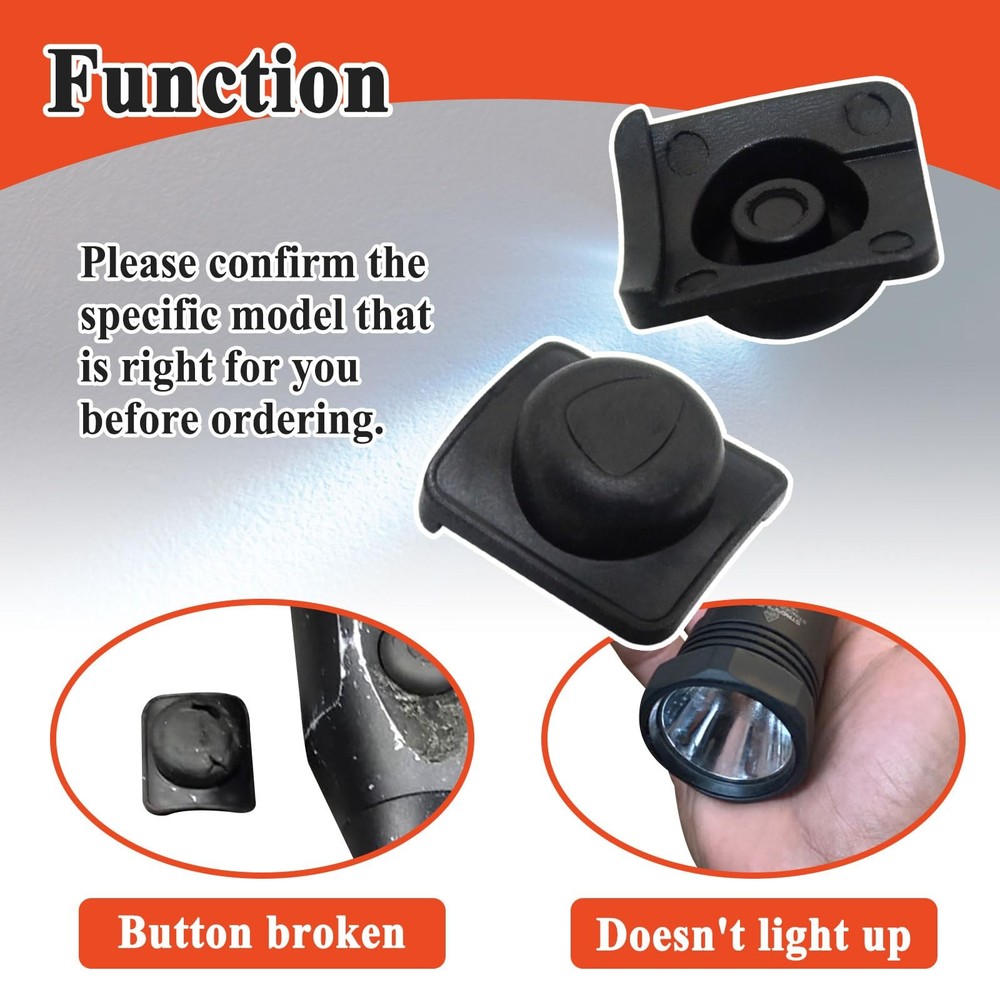 Gugaguga 2Pcs 757016 LED Flashlight Switch Button Boot Replacement Black