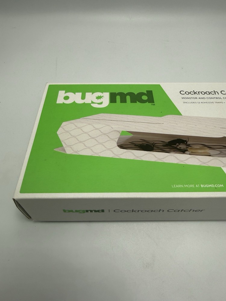 BugMD Cockroach Catcher Traps 12 Pack w/ Bait Tablets Indoor Roach Trap NEW