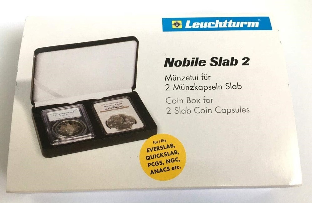 Certified Graded 2 Coin Slab Set Gift Box Display Presentation Case Lighthouse