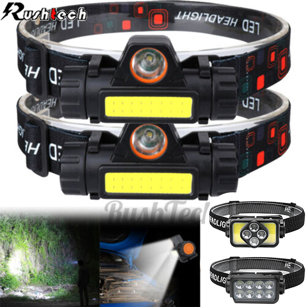 LED Headlamp Headlight USB Rechargeable Waterproof Head Light Flashlight 2 Modes