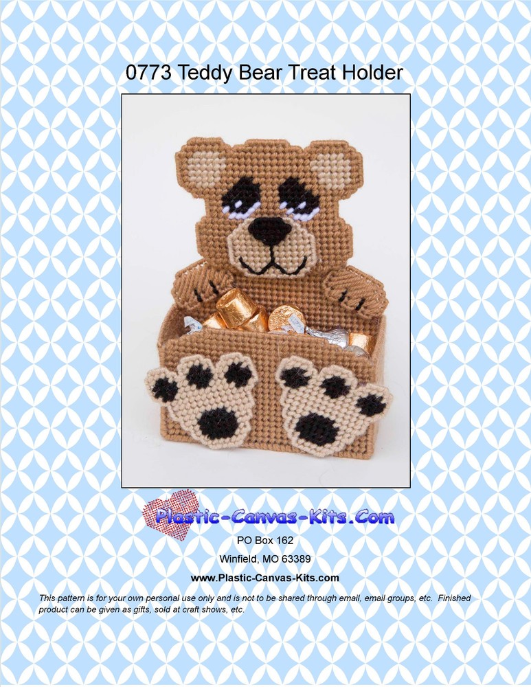 Teddy Bear Treat Holder- Plastic Canvas Pattern or Kit