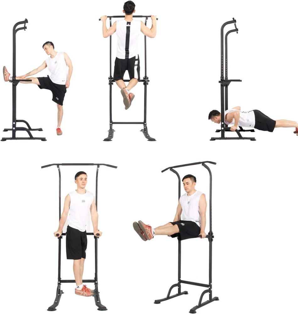 Power Tower Pull Up Bar Station, Free Standing Pull Up Rack Dip Station,Black