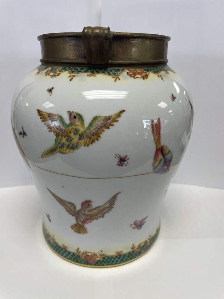 BIRD VASE WITH BRONZE TRIM