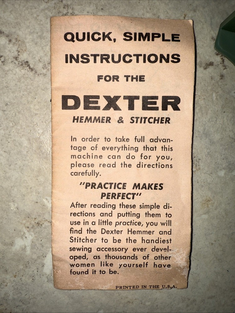 Dexter Automatic Hemmer & Stitcher Spool Thread Needle Threader Made In USA