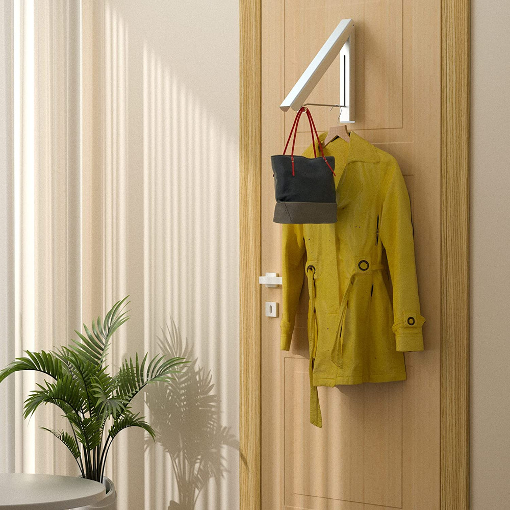 Single Retractable Clothes Drying Rack, Wall Mounted Foldable Laundry Hanger for