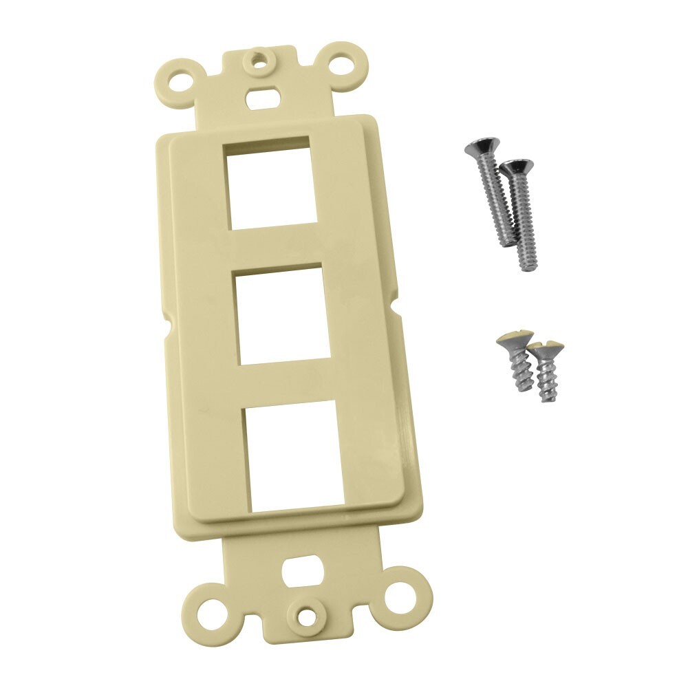 Construct Pro 3-Port Single Gang Keystone Decora Style Insert Strap (Ivory)