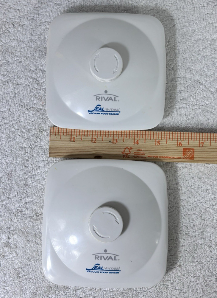 3 Rival Seal a Meal Vacuum Sealer Container Replacement Lids White Square Round
