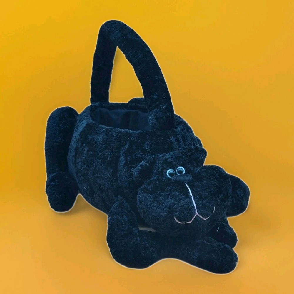 Halloween Plush Black Cat Basket