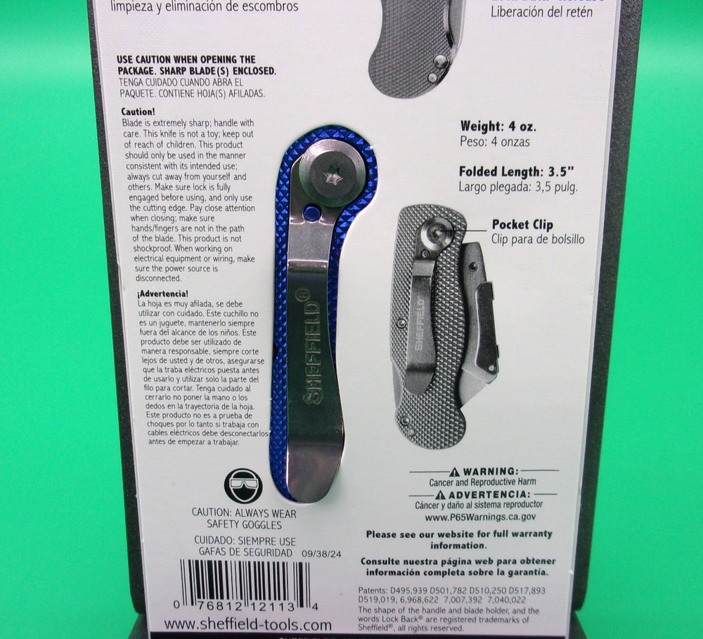 Great Neck Sheffield Folding Lockback Knife 1 Utility Blade Blue 12113