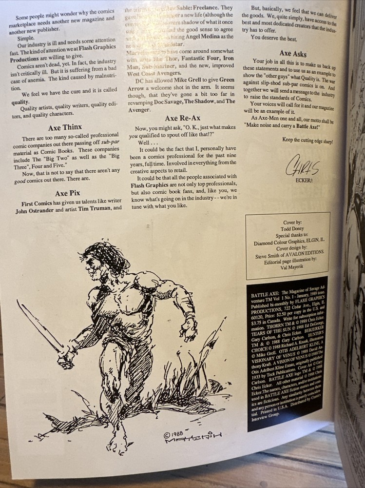 Battle Axe comic magazine #1 - Comics Interview Group publishing Very Nice!