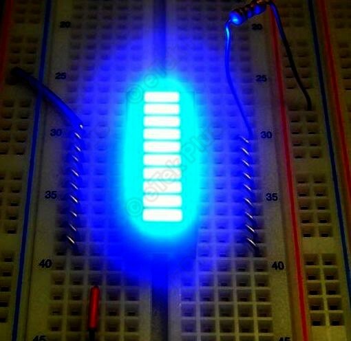 12x BLUE LED Color 10-SEGMENT Light BAR GRAPH Display Array GRAY-FACE - USA