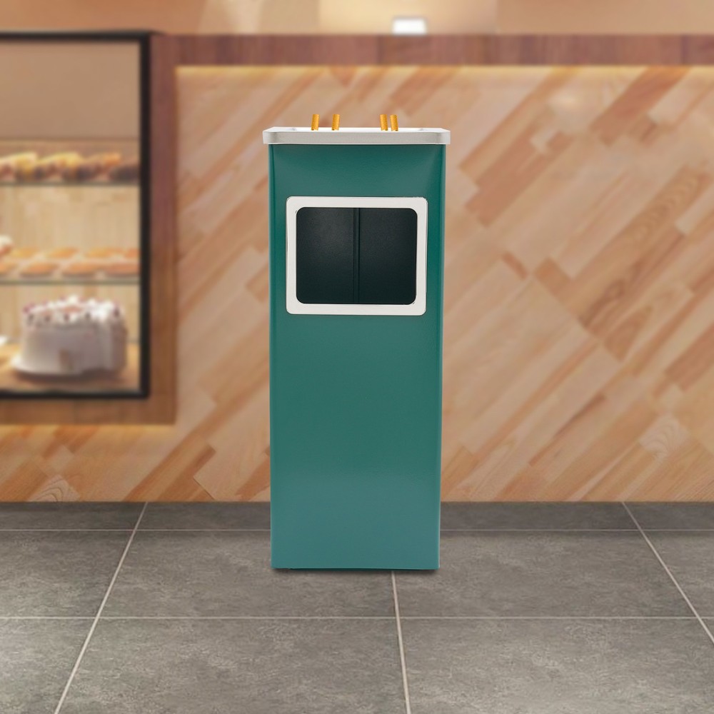 Trash Bin Outdoor Waste Container Square Trash Can w/ Removable Inner Can