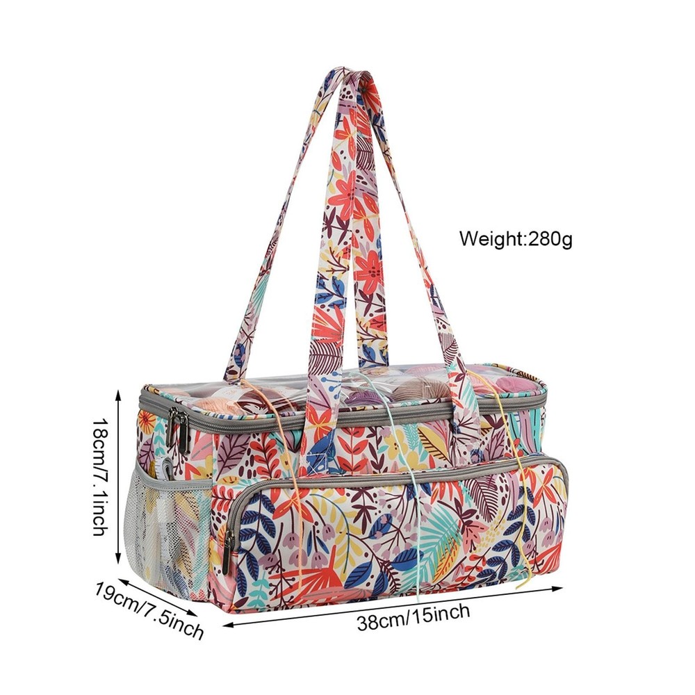 Knitting Bag, Yarn Storage Organizer Empty Shoulder Strap Handbag Large Crochet