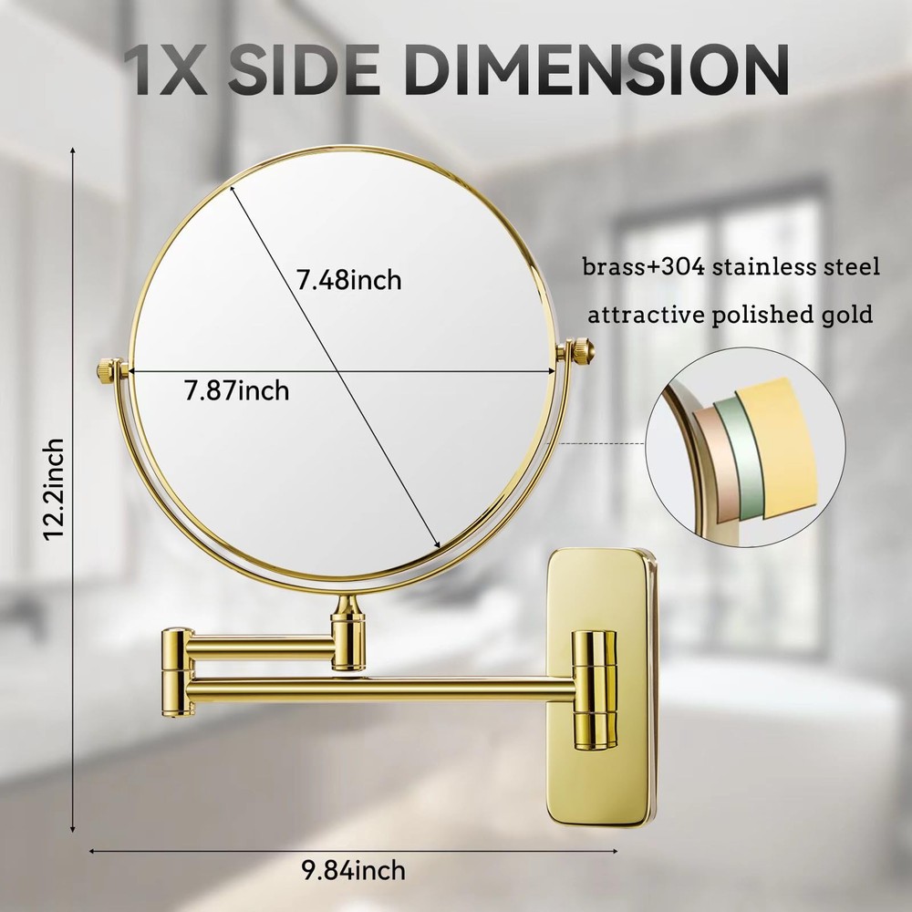 Makeup Mirror, Wall Mounted 7X Magnifying Mirror Vanity Mirror for Bathroom, ...