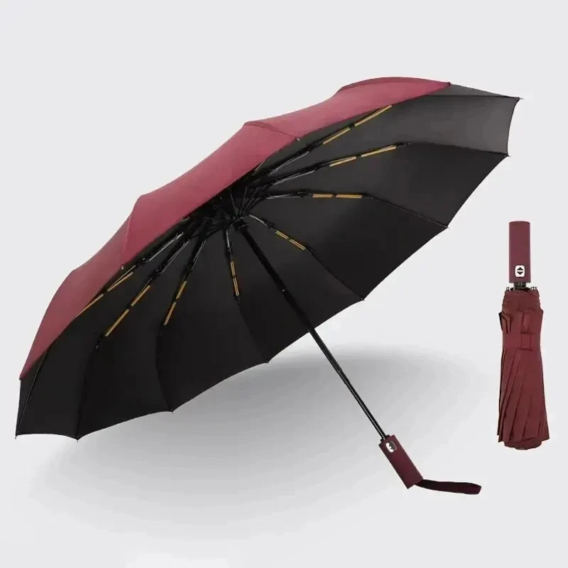Black Glue Fully Automatic Umbrella - Thick Durable Three-Fold UV Resistant Fold