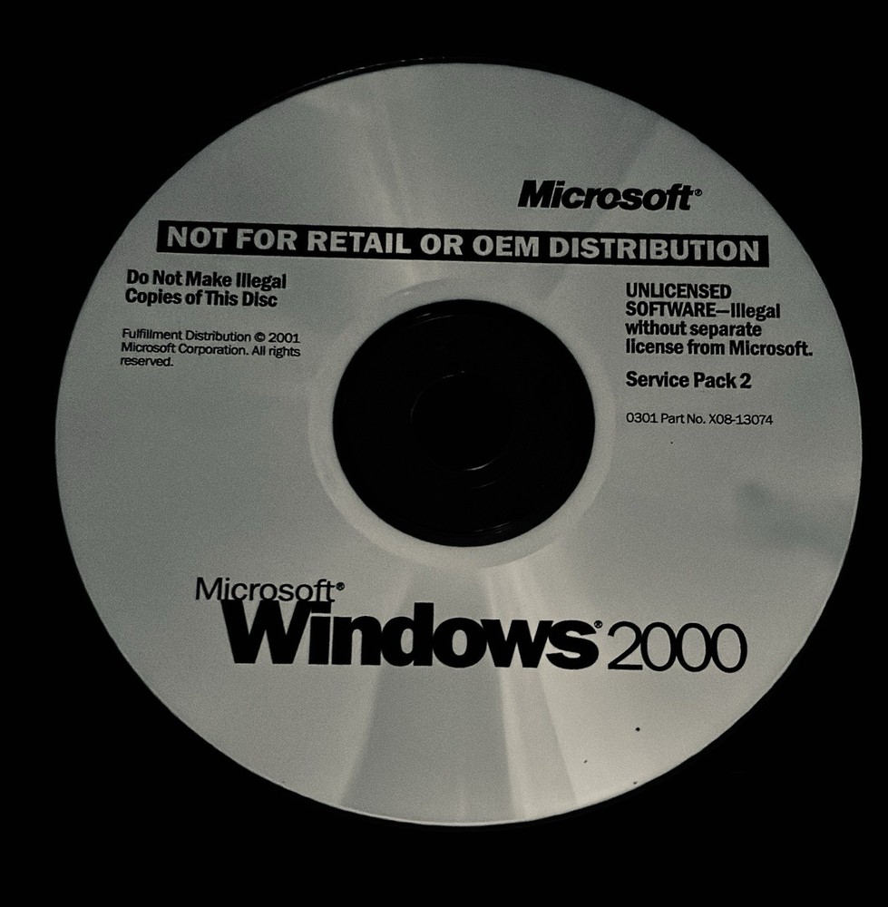 Microsoft Windows 2000 Service Pack 2 CD English Not For Resale Operating System