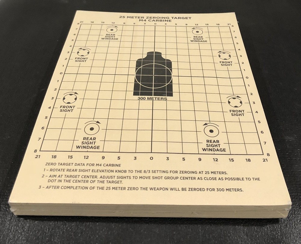 Military Issue 25 Meter Zeroing Target - USMC, Army Range Target (100 Count)