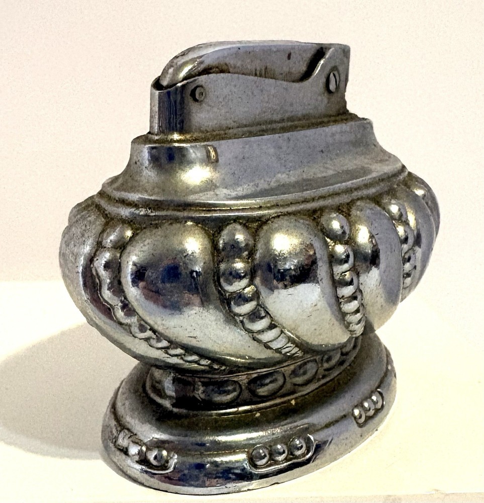 OMSCO Lite Victorian Silver Plate Art Deco Cigarette Table Lighter Japan