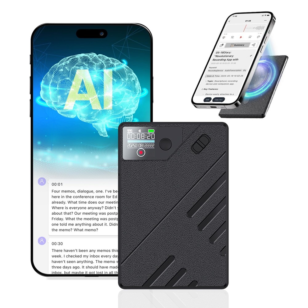 E EAZEYAI AI Voice Recorder, Note Recorder Accuracy Transcribe Black