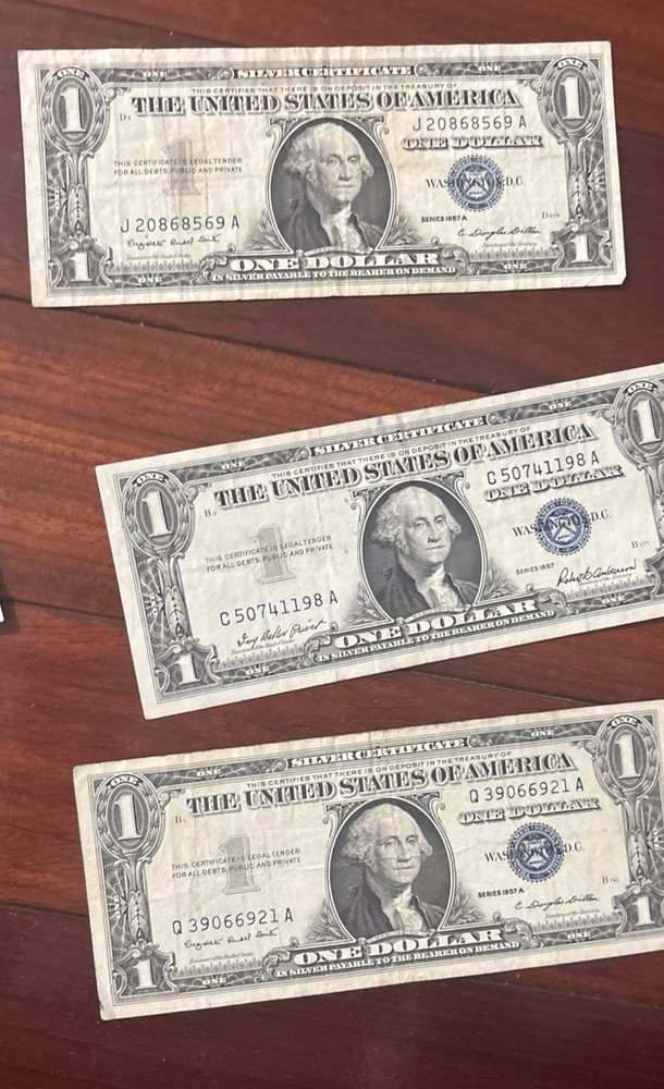 6 X Silver Certificate Dollar Bills $1 Dollar 1957