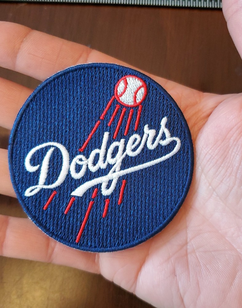 LA Dodgers Round Style Patch. Embroidered. Iron On Backing. 3"x3"
