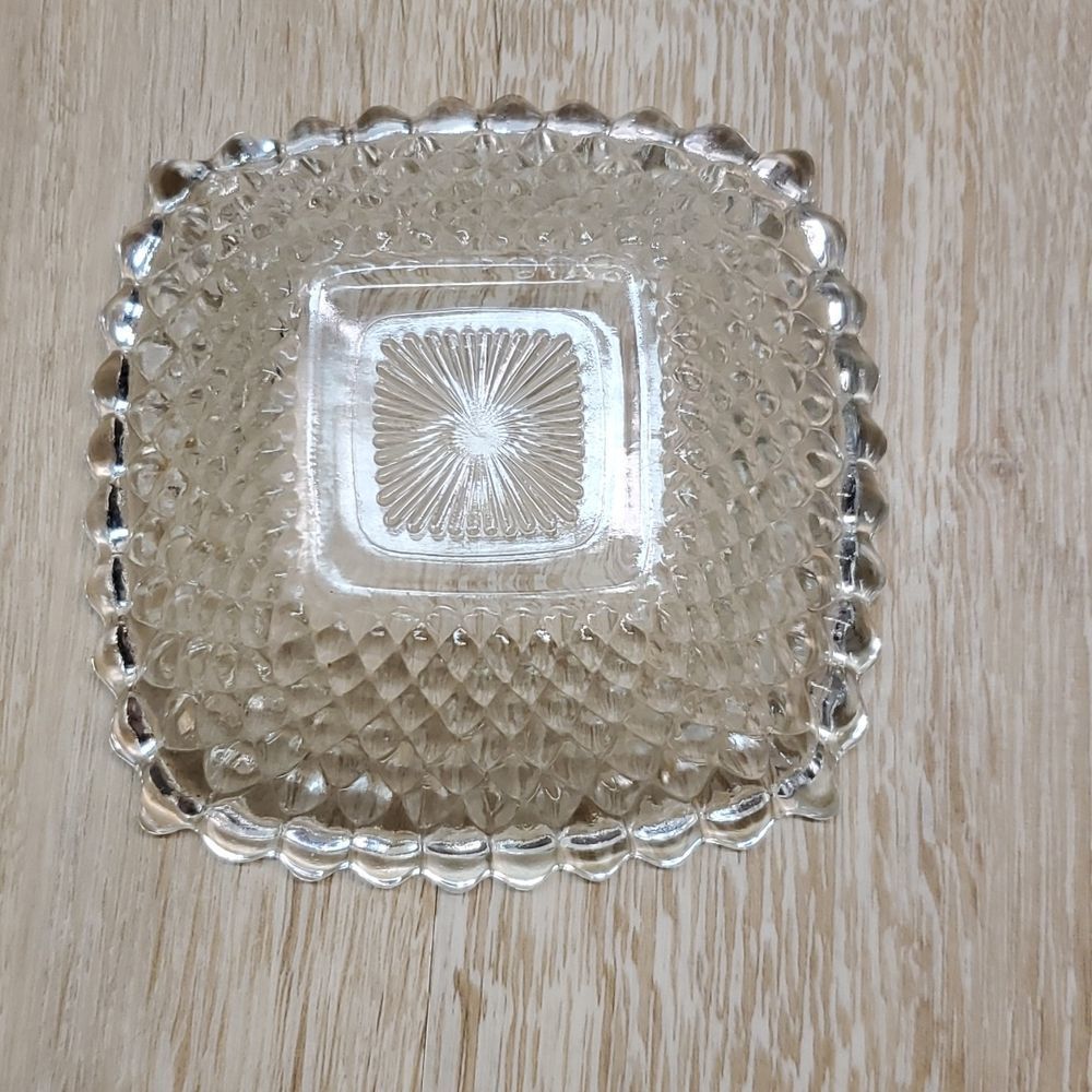 Small clear glass square dish