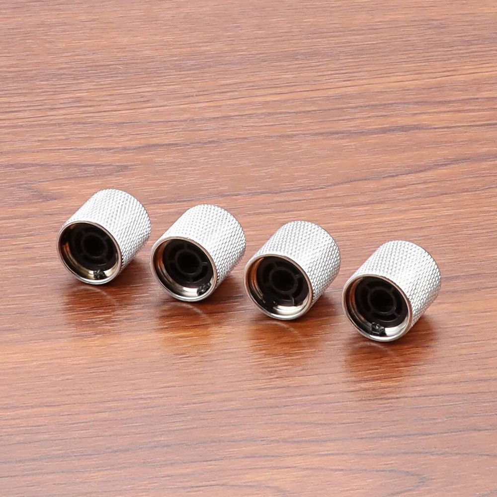 Metal Volume Tone Dome Guitar Speed Control Knobs with Allen Keys Silver
