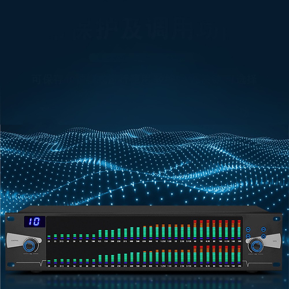 220V Digital Graphic Equalizer Dual 31-Band Spectrum Display for Stage Home