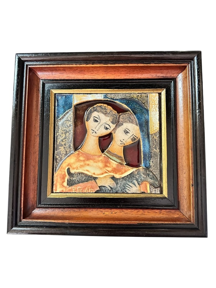 MCM CERAMIC TILE BY RUTH FAKTOR (FACTOR) FRAMED AND ARTIST SIGNED