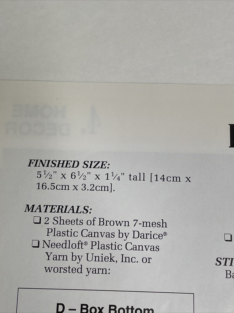 Dad's Stuff Box Annie's Plastic Canvas Pattern