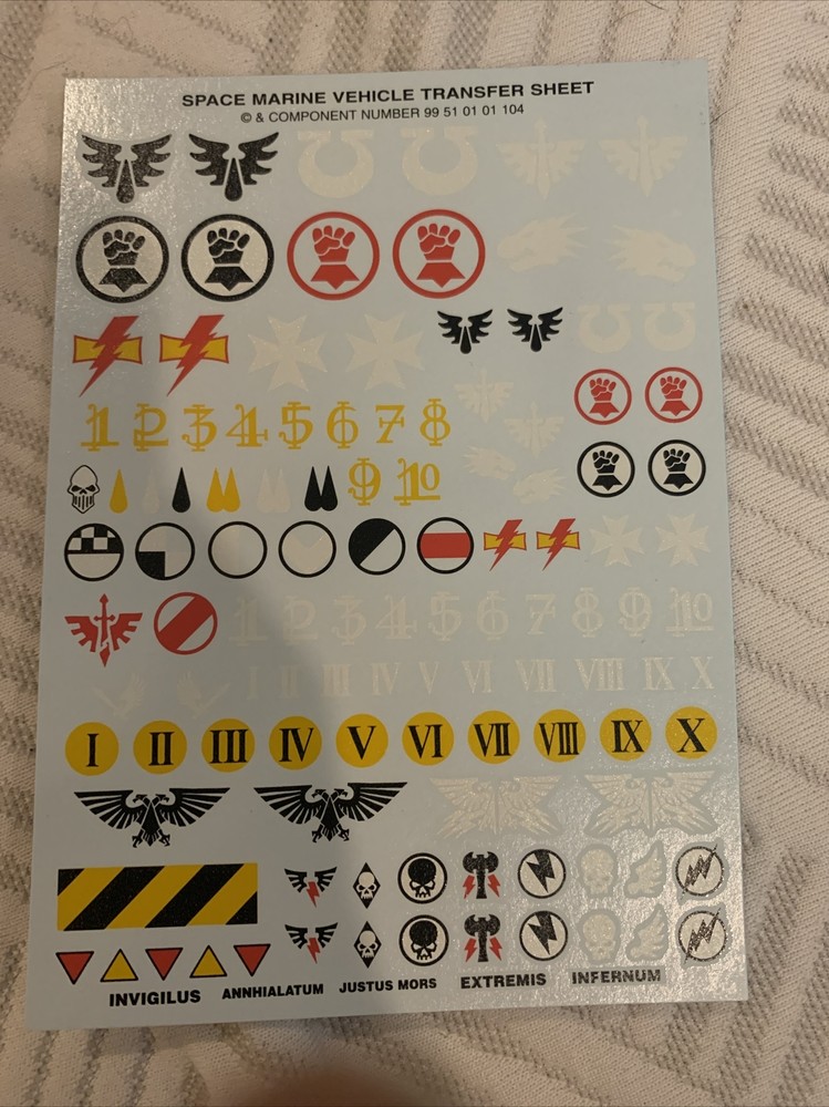 Space Marine Vehicle Transfer Sheet