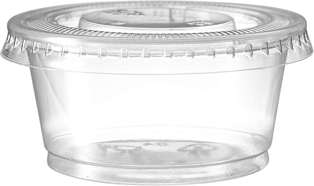 Portion Cups with Lids (2 Ounces, 100 Pack) | Disposable Plastic Cups for Meal P
