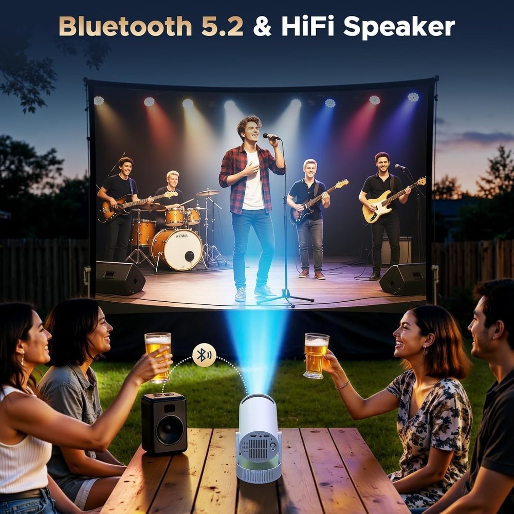 Mini Projector, Projector with Wifi and Bluetooth Built-in Battery 4K Portabl...